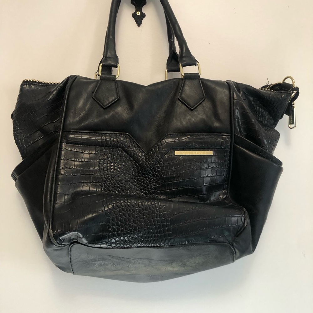 Steve Madden Black Hobo Bag with Gold Hardware